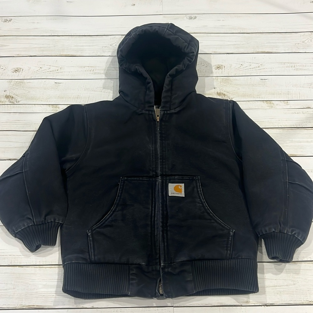 Carhartt Hooded Jacket with Quilted Lining Kids Sz XXS(4-5) Black